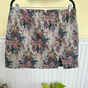 Wild Fable Skirt tan floral Tapestry Mini Skirt Size 14